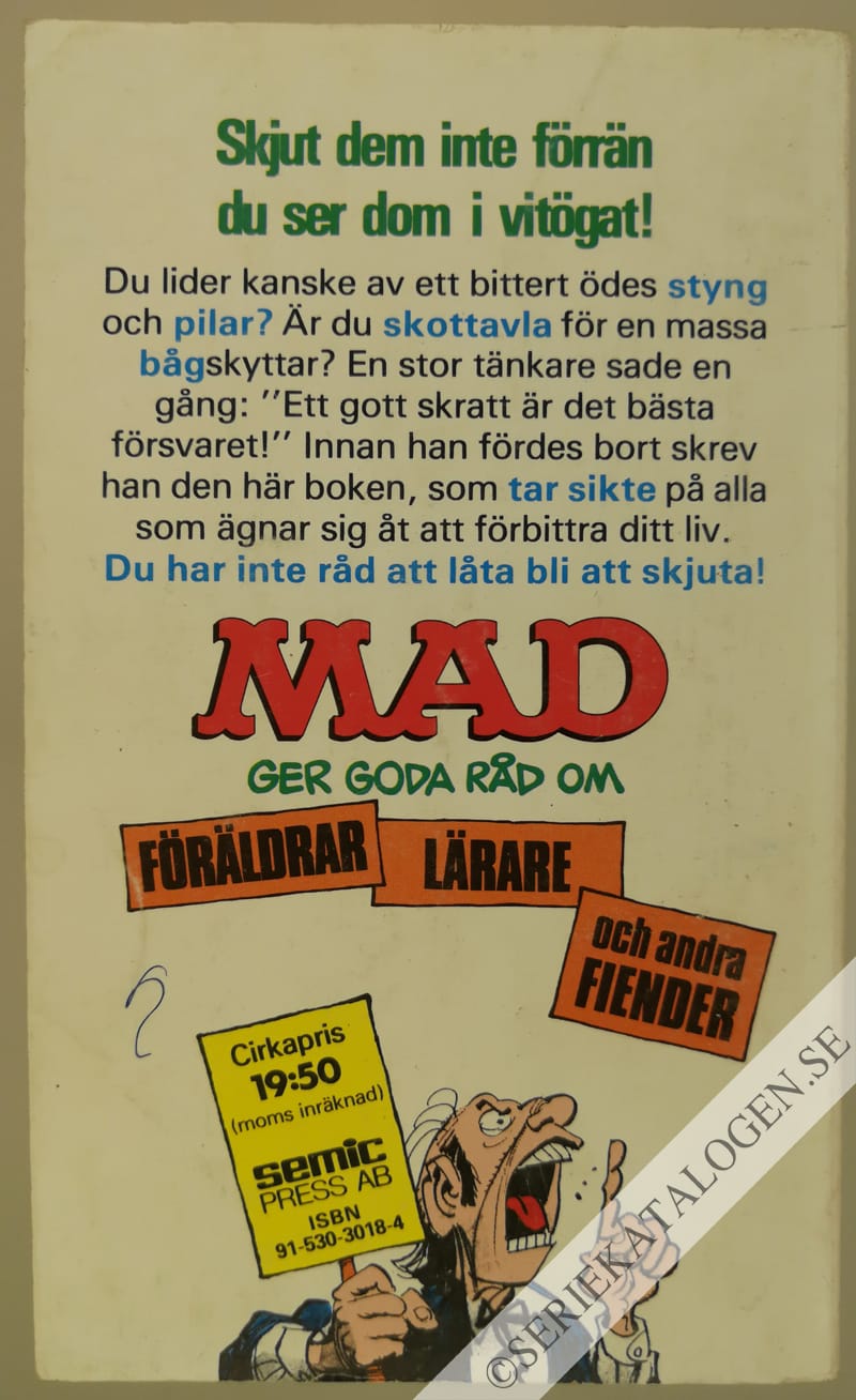 Baksida på MAD ger goda råd om föräldrar, lärare och andra fiender (1986)