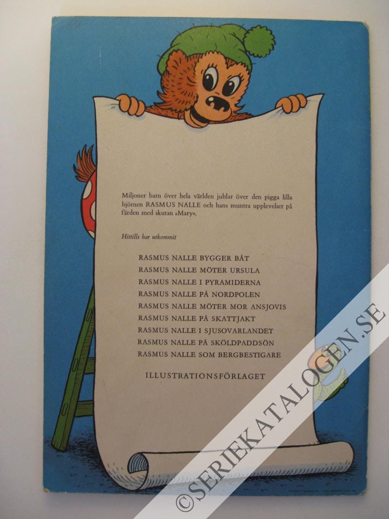 Baksida på Rasmus Nalle som bergsbestigare (1958)