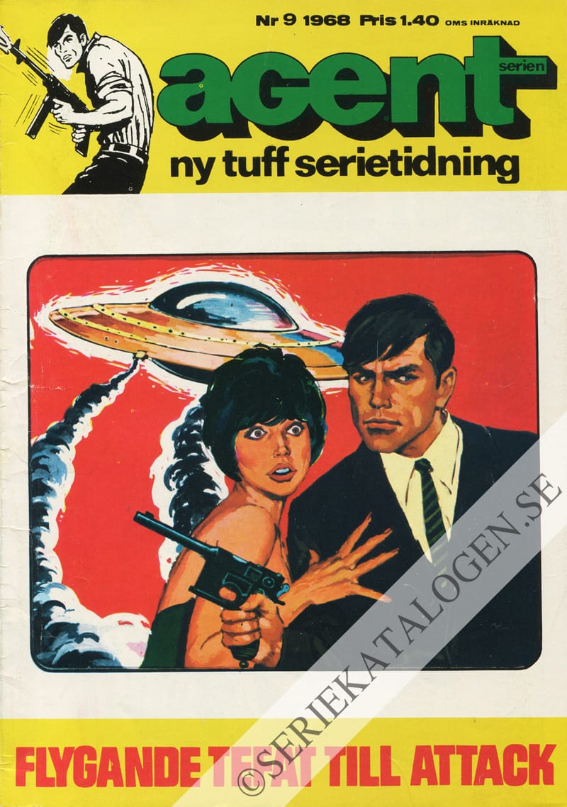 Framsida på Agent-serien Flygande tefat till attack (1968)
