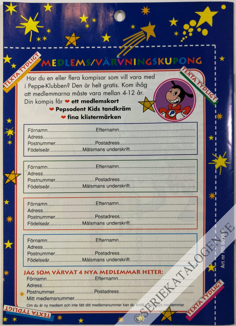 Baksida på Peppe-klubben 10 år! (1999)