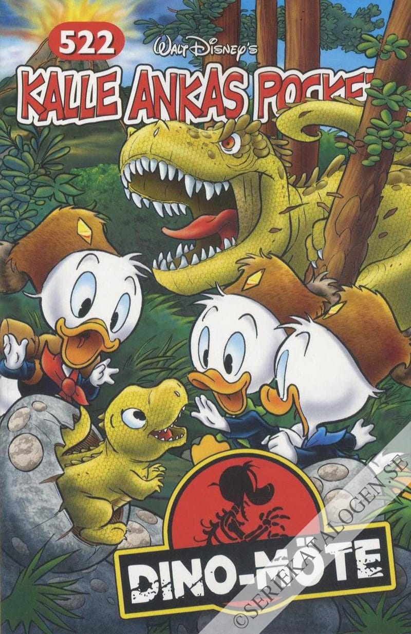 Framsida på Kalle Ankas pocket #522 - Dino-möte (2021)