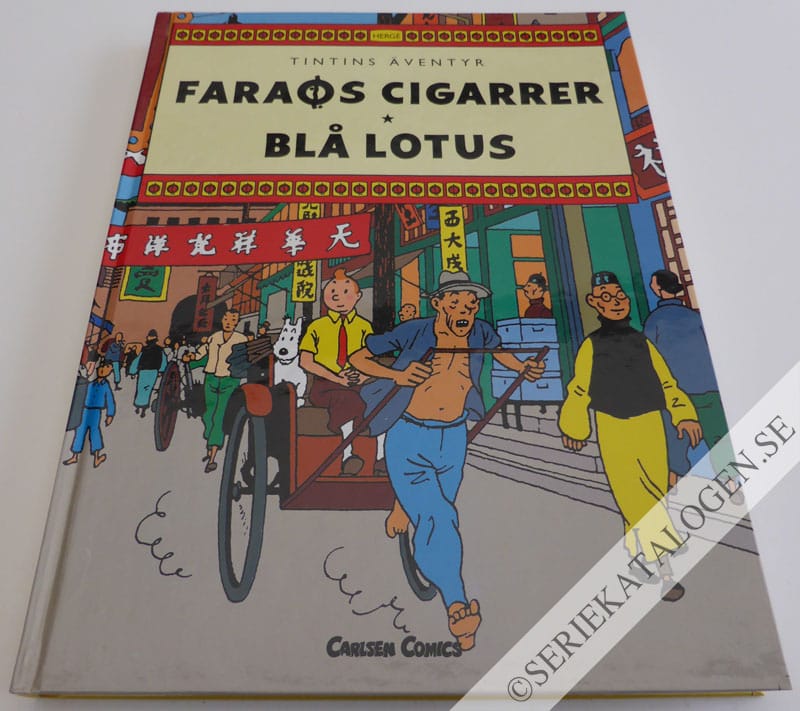 Framsida på Tintins äventyr Faraos cigarrer/Blå lotus (1994)