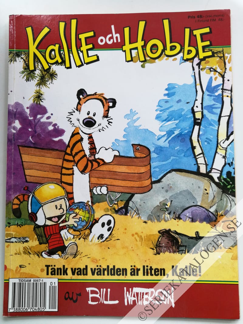 Framsida på Kalle och Hobbe Tänk vad världen är liten, Kalle! (1995)