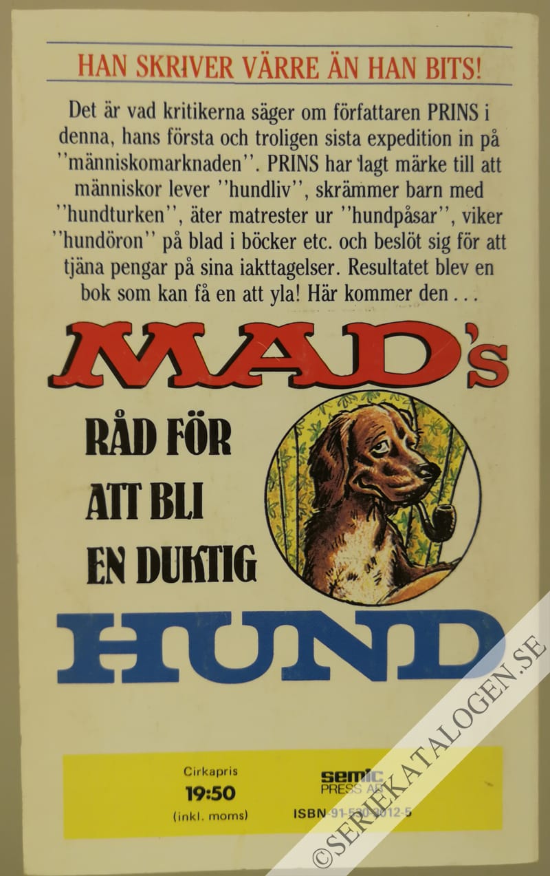 Baksida på MAD's råd för att bli en duktig hund (1986)