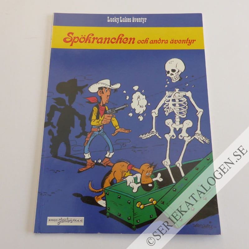 Framsida på Lucky Lukes äventyr #54 - Spökranchen och andra äventyr (1987)