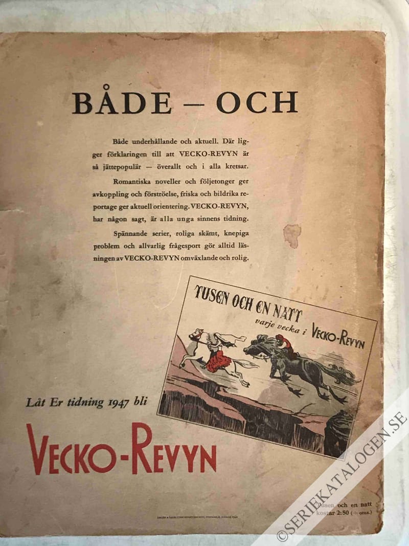 Baksida på Berättelsen om Hassan från Bagdad och prinsessan från Wak-Wak-öarna (1946)