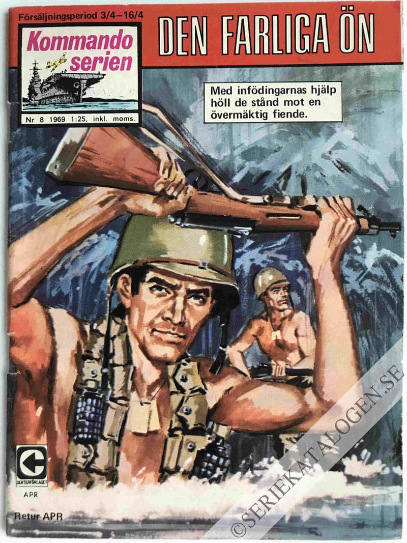 Framsida på Kommandoserien #8 - Den farliga ön (1969)