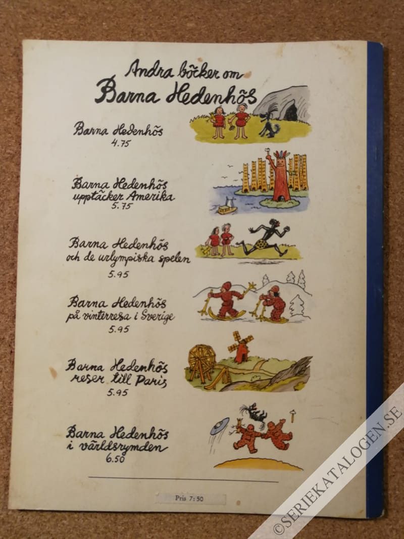 Baksida på Barna Hedenhös åker bananbåt till Kanarieöarna (1960)
