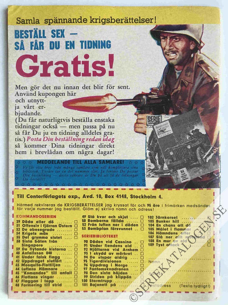 Baksida på Där döden sveper fram (1965)