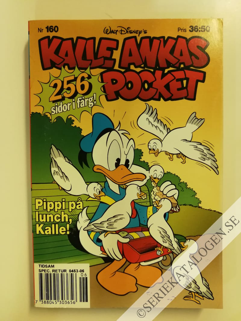 Framsida på Kalle Ankas pocket #160 - Pippi på lunch, Kalle! (1993)