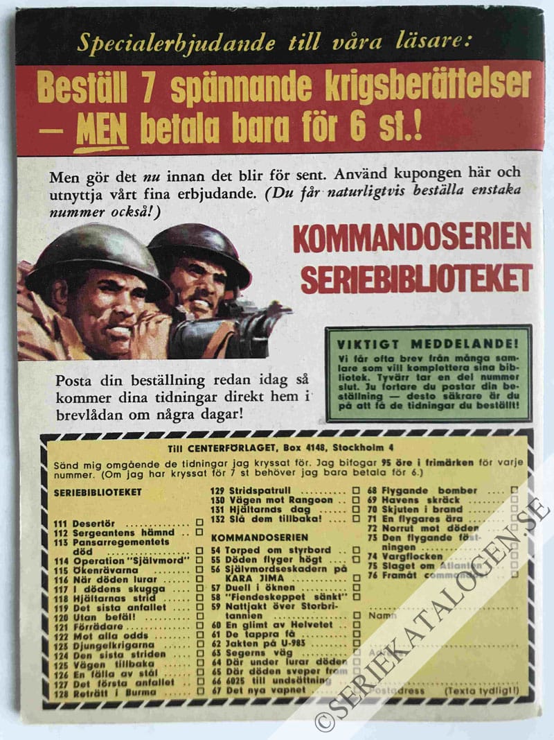 Baksida på Med bomber i lasten (1966)