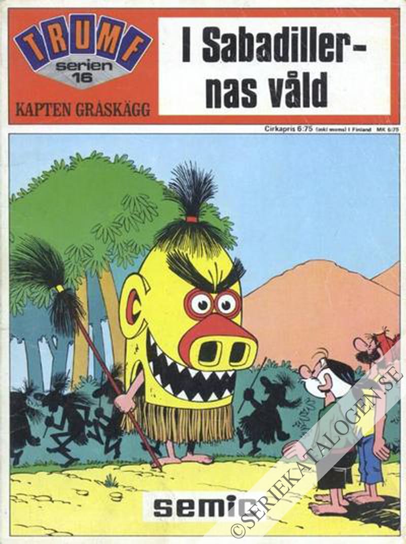 Framsida på Trumf-serien Kapten Gråskägg - I Sabadillernas våld (1973)