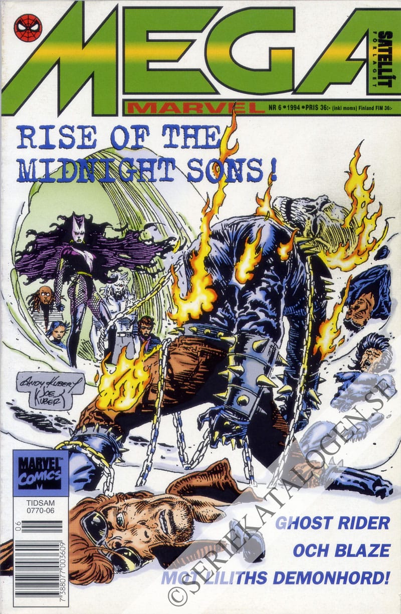 Framsida på Mega Marvel Rise of the Midnight Sons (1994)