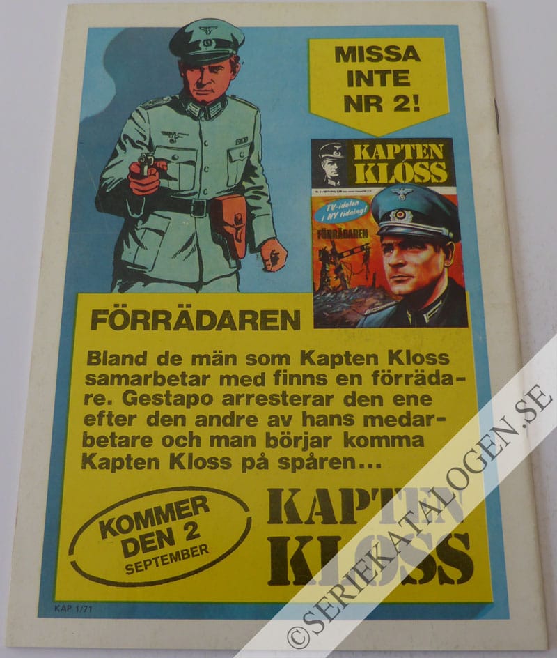 Baksida på Agent J-23 (1971)