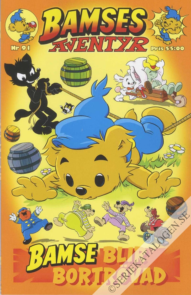 Framsida på Bamses äventyr Bamse blir bortrövad (2021)