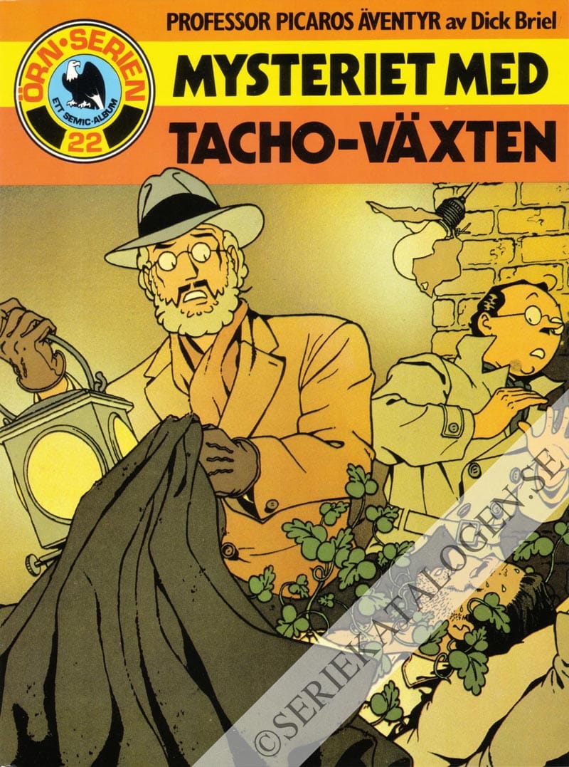 Framsida på Örnserien Professor Picaros äventyr - Mysteriet med Tacho-växten (1984)