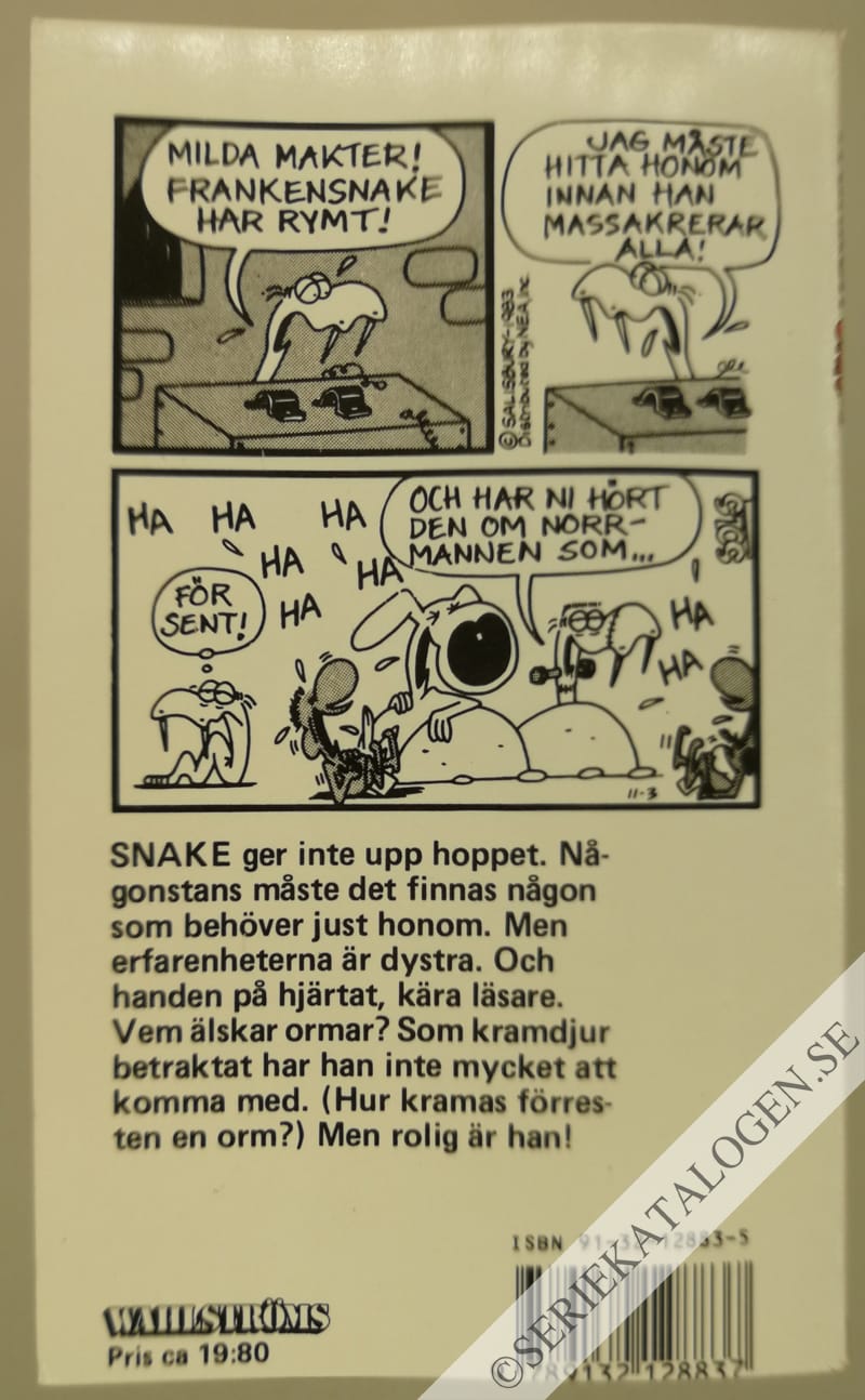 Baksida på Franken Snake (1987)