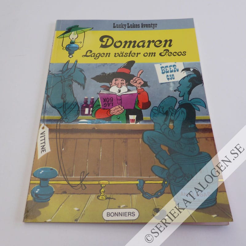 Framsida på Lucky Lukes äventyr Domaren - lagen väster om Pecos (1974)