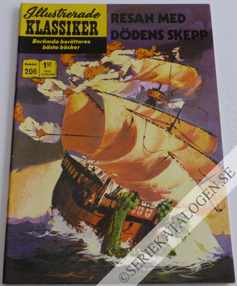 Framsida på Illustrerade Klassiker #206 - Resan med dödens skepp (1970)