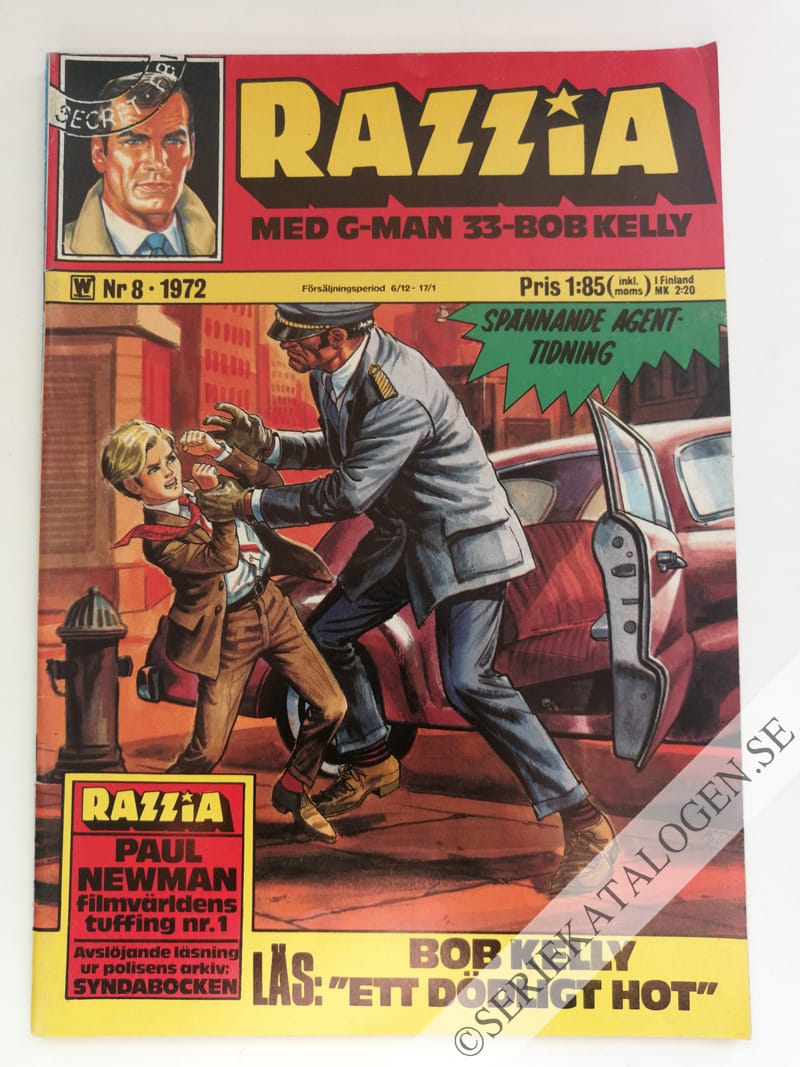 Framsida på Razzia med G-man och 33 Bob Kelly #8 (1972)