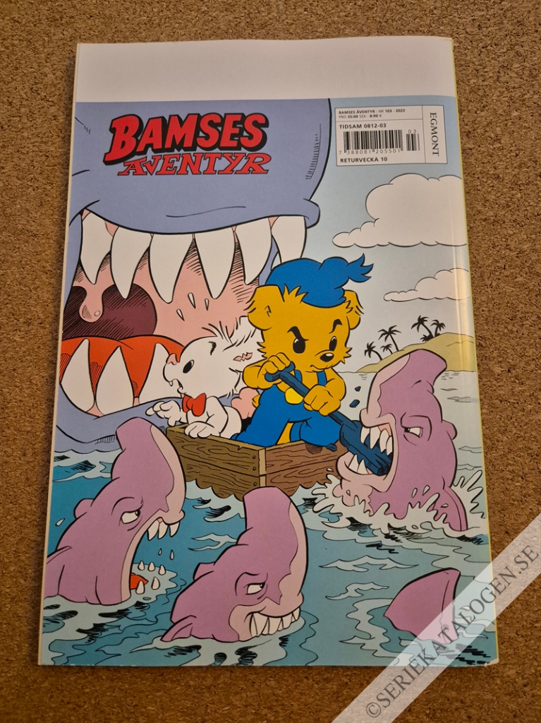 Baksida på Bamse på Robinson Crusoes ö (2023)