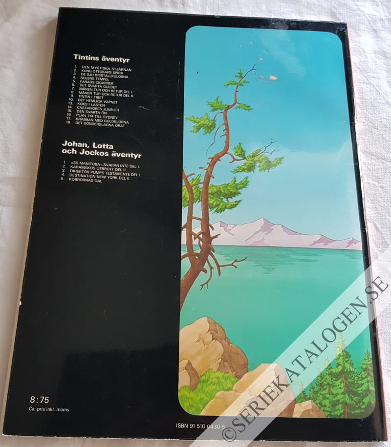 Baksida på Tintin och Hajsjön (1973)