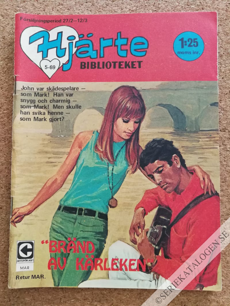 Framsida på Min melodis hjärtebibliotek #5 - Bränd av kärleken (1969)