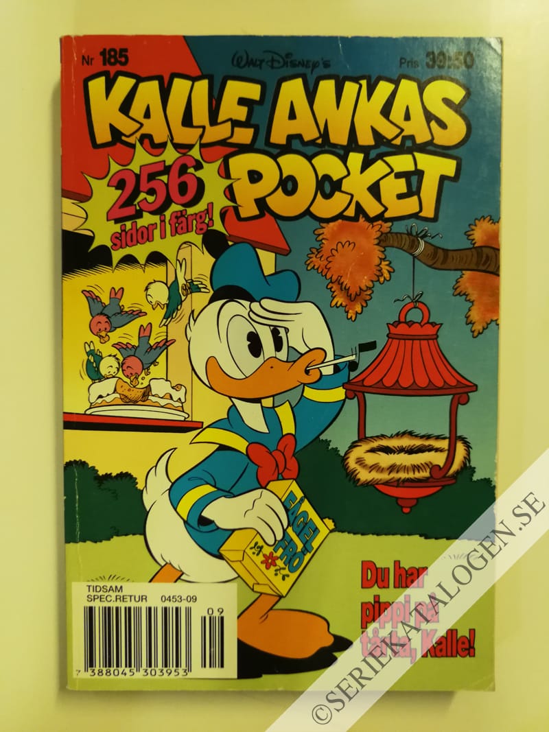 Framsida på Kalle Ankas pocket #185 - Du har pippi på tårta, Kalle! (1995)