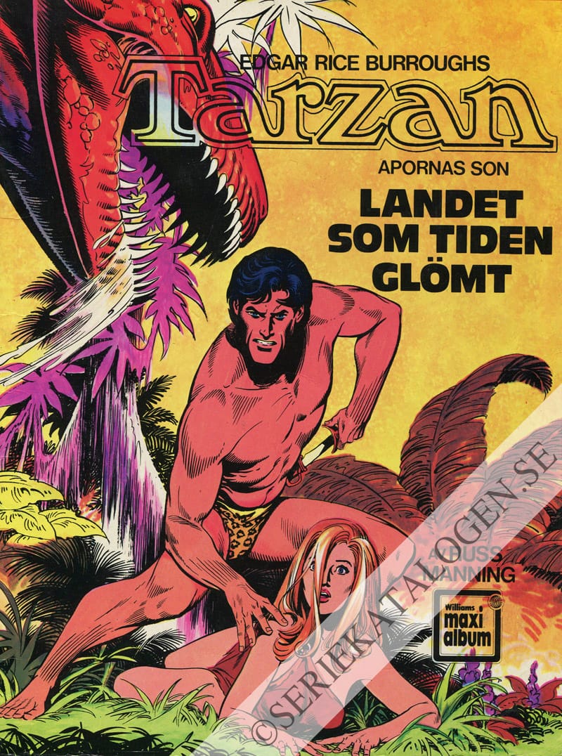 Framsida på Williams maxi-album Tarzan - apornas son: Landet som tiden glömt (1974)