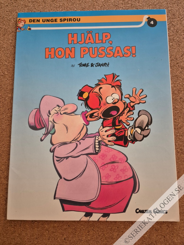 Framsida på Den unge Spirou Hjälp, hon pussas! (1994)