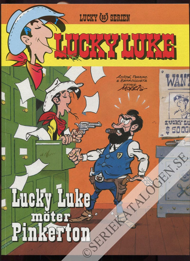Framsida på Lucky Lukes äventyr #85 - Lucky Luke möter Pinkerton (2011)