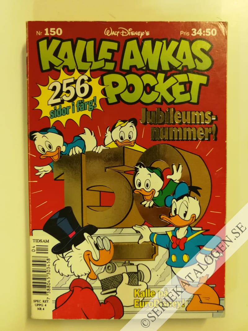Framsida på Kalle Ankas pocket #150 - Kalle på EuroDisney! (1992)