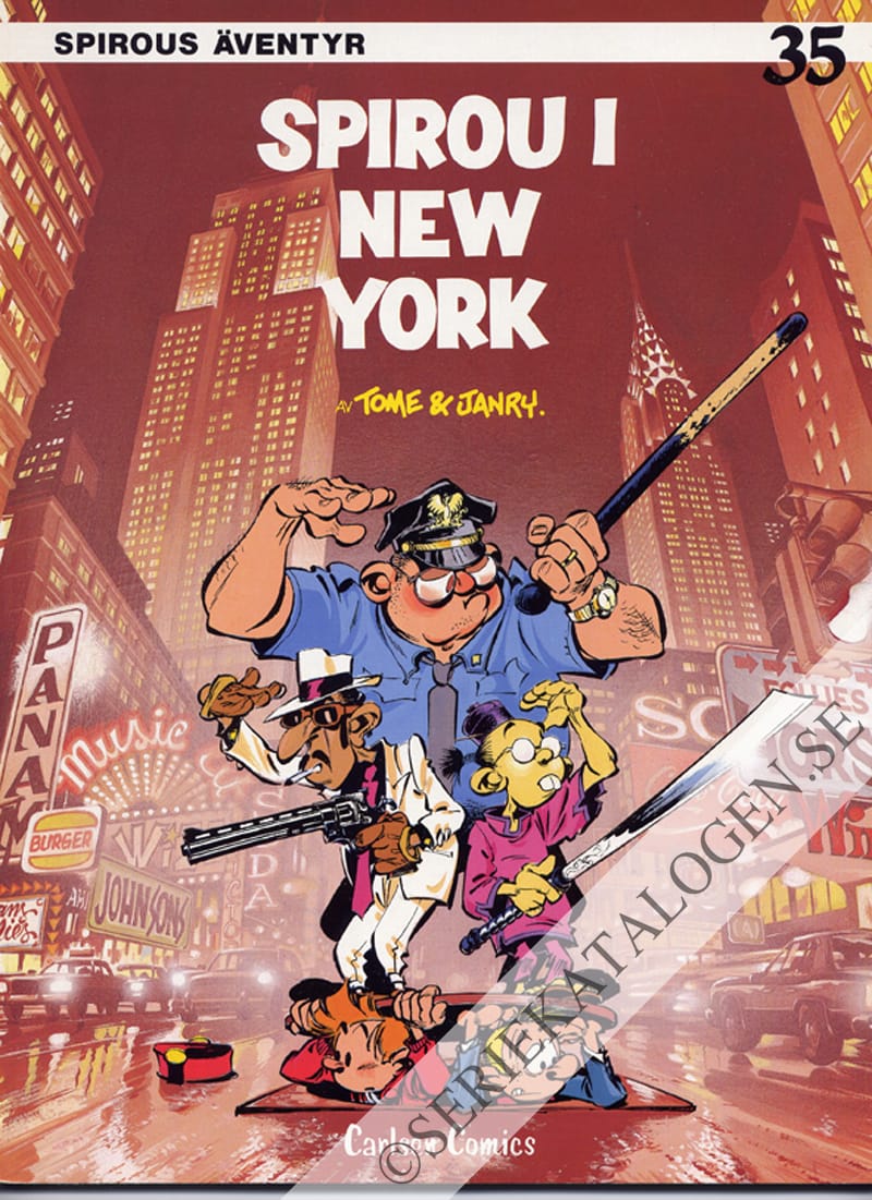 Framsida på Spirous äventyr Spirou i New York (1988)