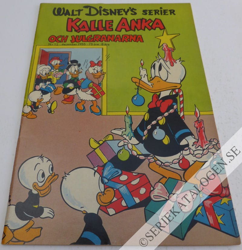 Framsida på Walt Disney's serier Kalle Anka och julgranarna (1955)