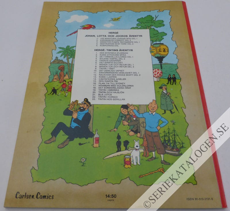 Baksida på Tintin i Kongo (1978)