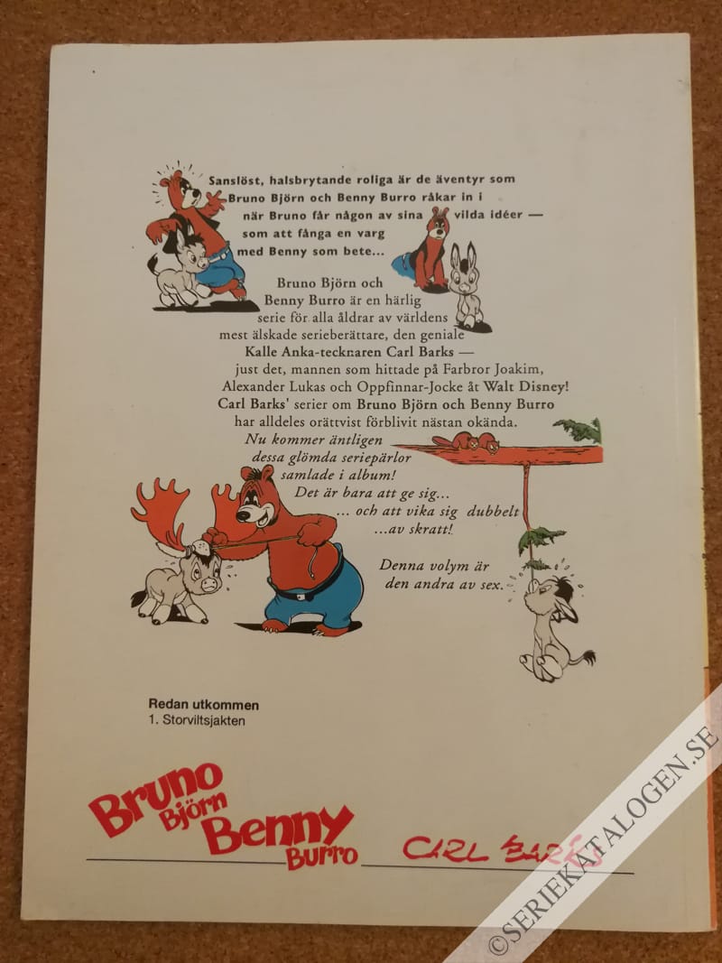 Baksida på Bruno Björn & Benny Burro: Vargatider (1992)