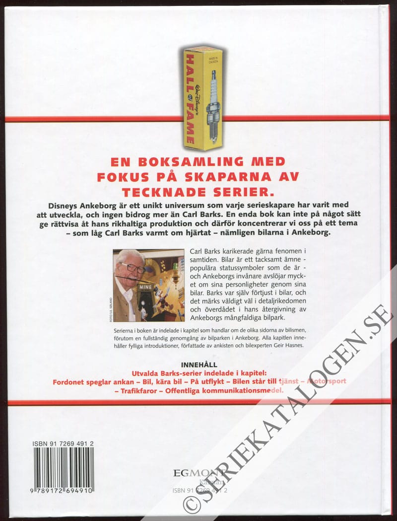 Baksida utan skyddsomslag på Carl Barks och bilarna i Ankeborg (2004)