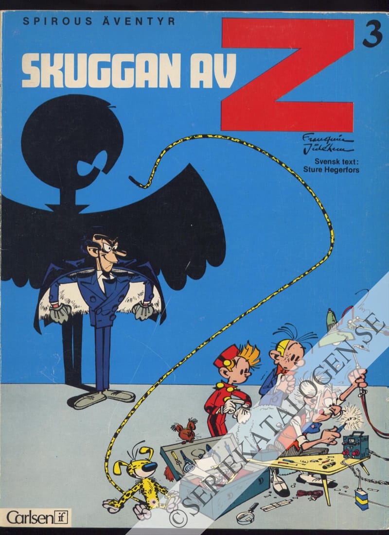 Framsida på Spirous äventyr Skuggan av Z (1975)