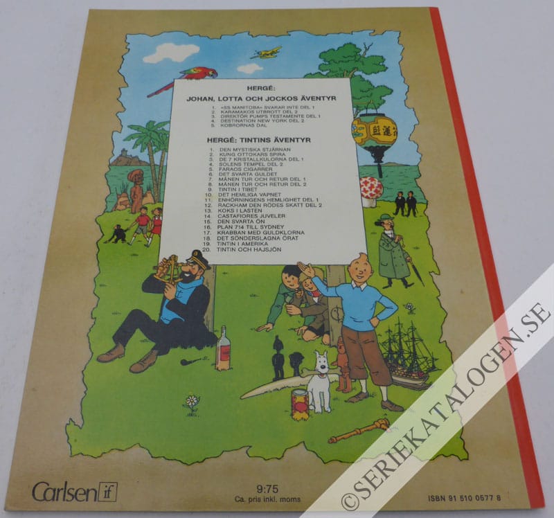 Baksida på Tintin i Amerika (1975)