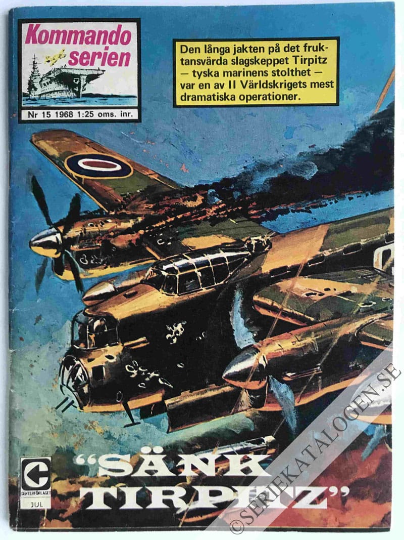 Framsida på Kommandoserien #15 - Sänk Tirpitz (1968)