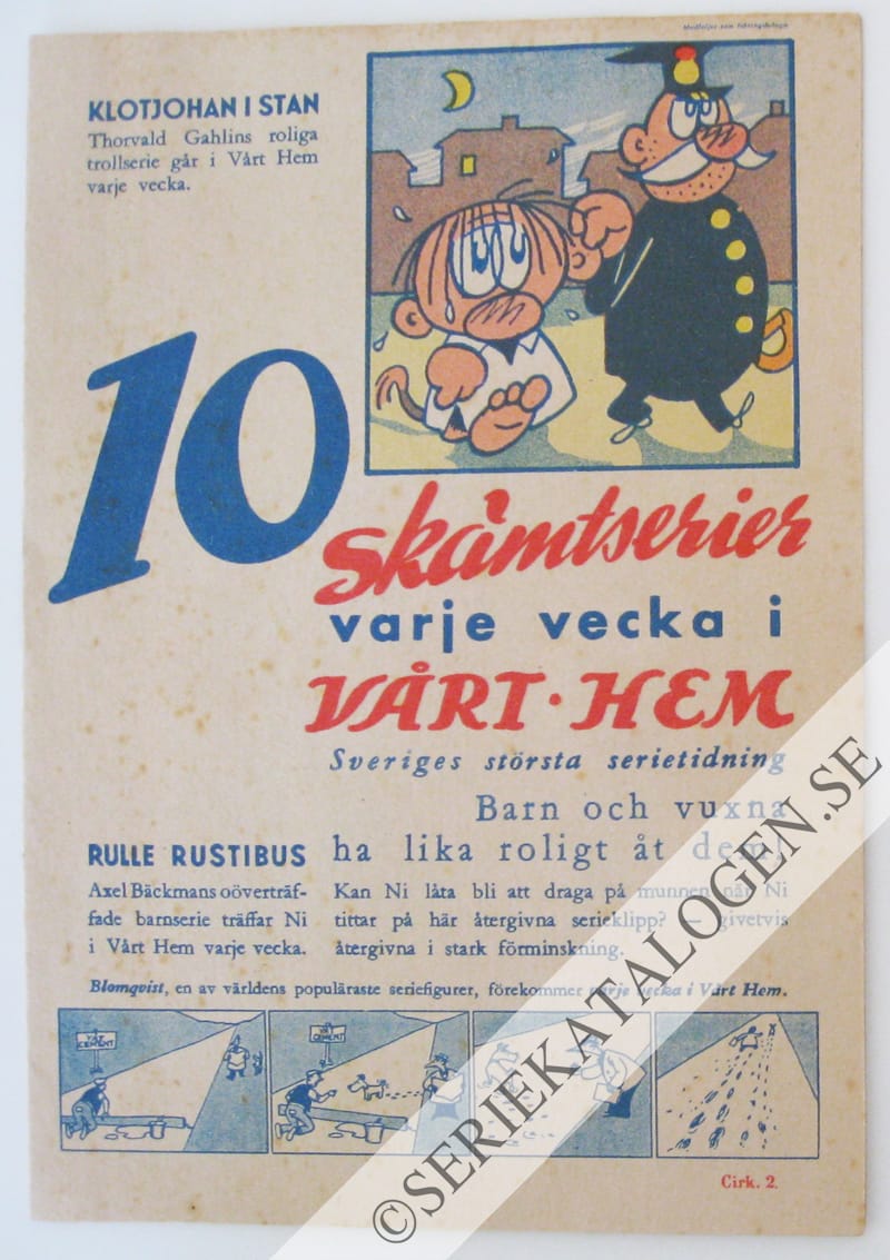 Framsida på 10 skämtserier "10 skämtserier varje vecka i Vårt Hem" (1936)