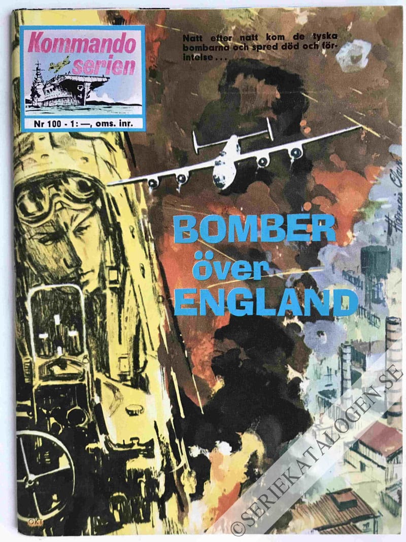 Framsida på Kommandoserien #100 - Bomber över England (1966)