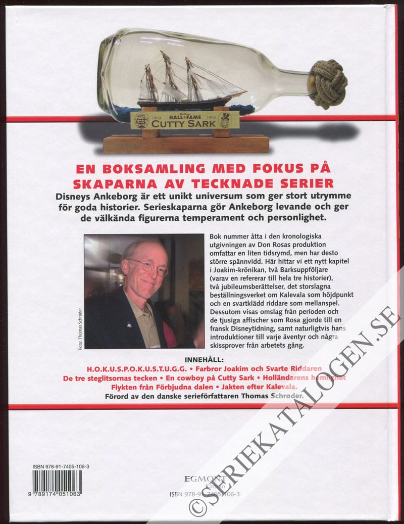 Baksida utan skyddsomslag på Don Rosa - bok 8 (2009)