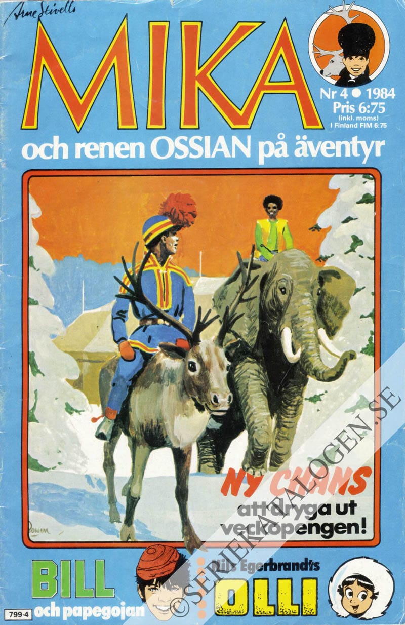 Framsida på Mika och renen Ossian på äventyr #4 (1984)