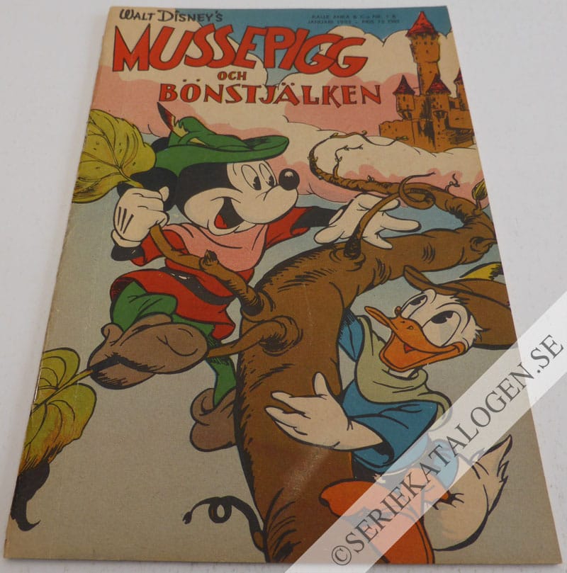 Framsida på Walt Disney's serier Musse Pigg och bönstjälken (1953)
