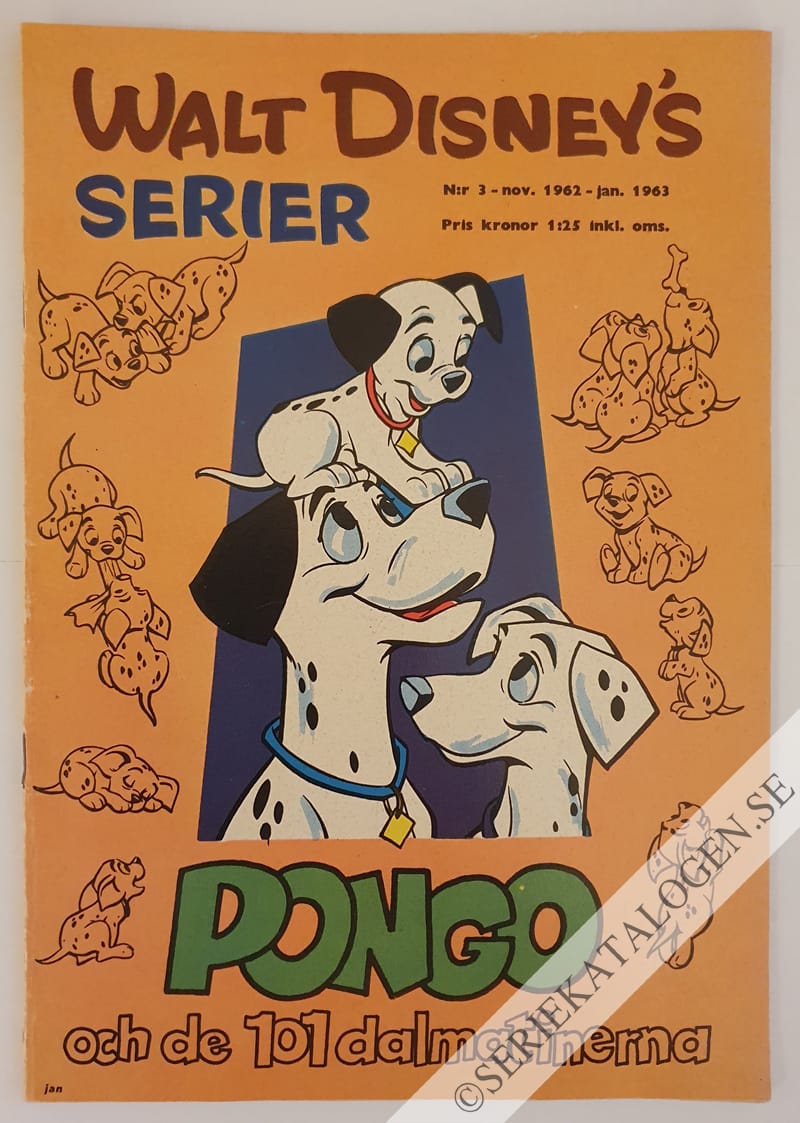 Framsida på Walt Disney's serier Pongo och de 101 dalmatinerna (1962)