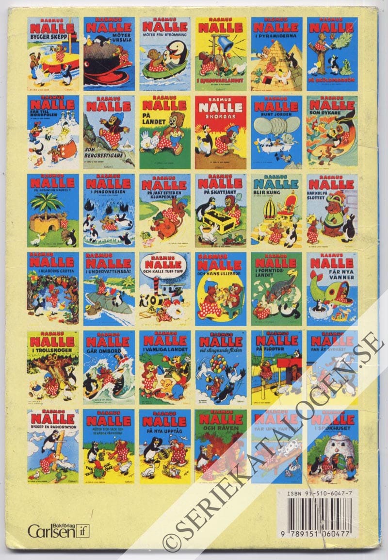 Baksida på Rasmus Nalle som bergsbestigare (1991)