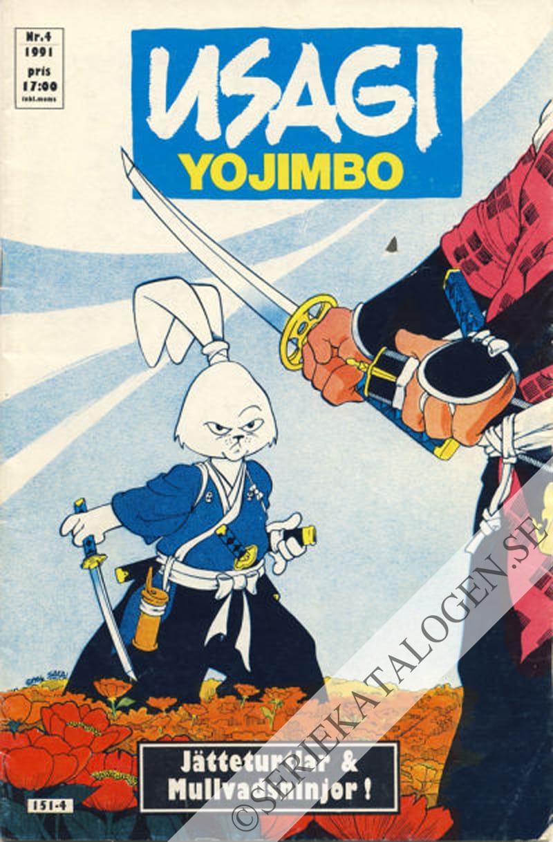 Framsida på Usagi Yojimbo Jätteturtlar & mullvadsninjor! (1991)