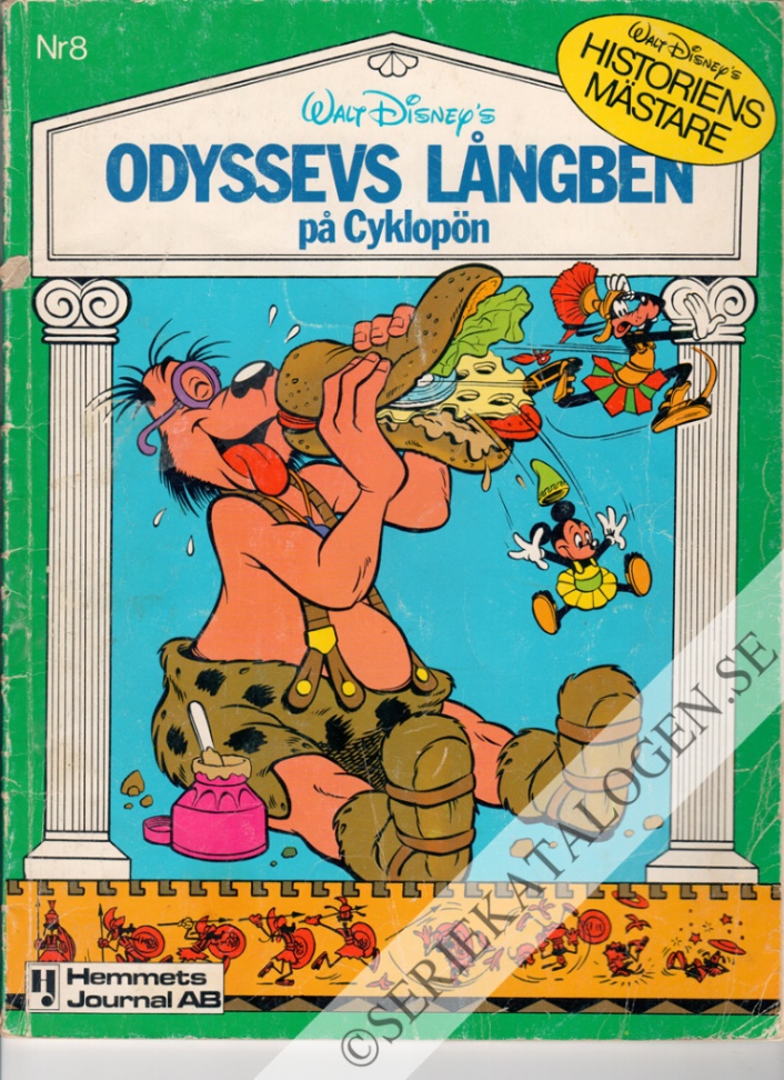 Framsida på Långben - historiens mästare Odyssevs Långben på Cyklopön (1979)