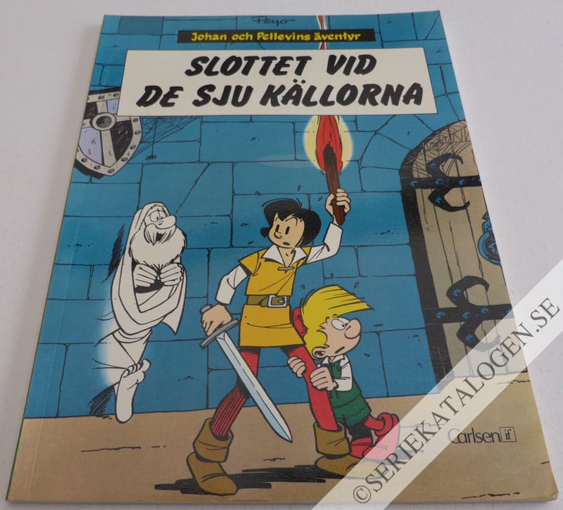 Framsida på Johan och Pellevins äventyr Slottet vid de sju källorna (1976)